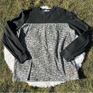tentree Black and Gray Camo Men’s Crew Neck Pullover Sweatshirt Size Large